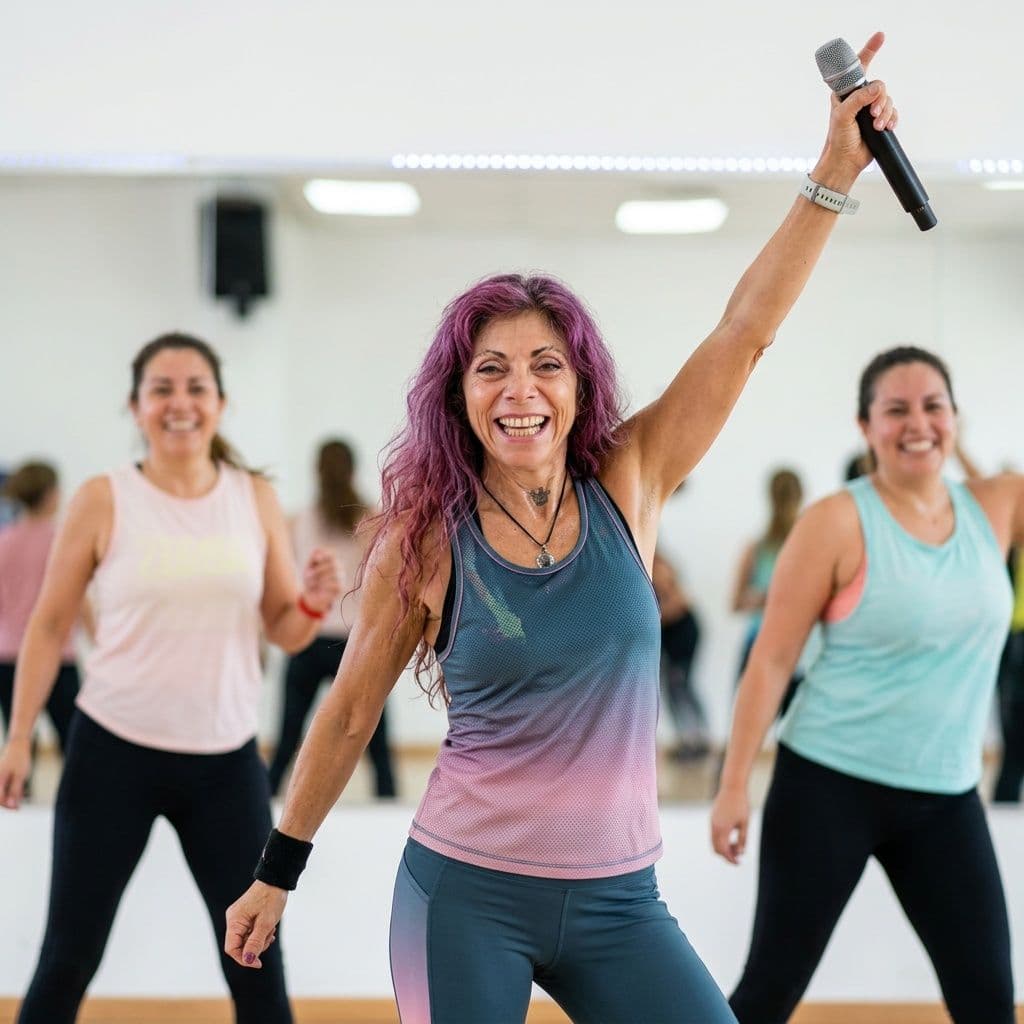 Clase de zumba con energia y movimiento
